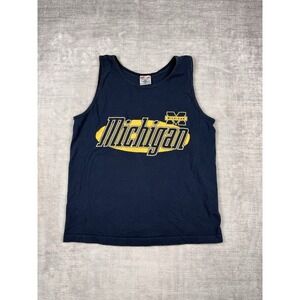 Michigain Wolverines Shirt Mens Medium Blue Vintage 90s Tank Top Sleevless Gym